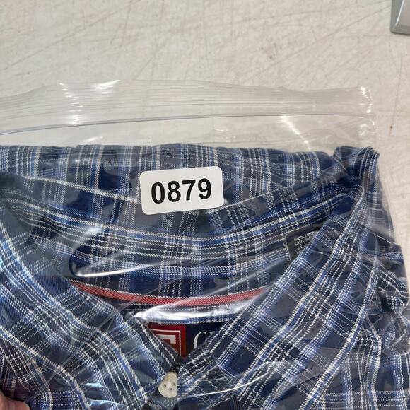 Chaps Shirt Men Extra Large Blue Easy Care Button-Front Business‎ Casual Preppy - Picture 8 of 9